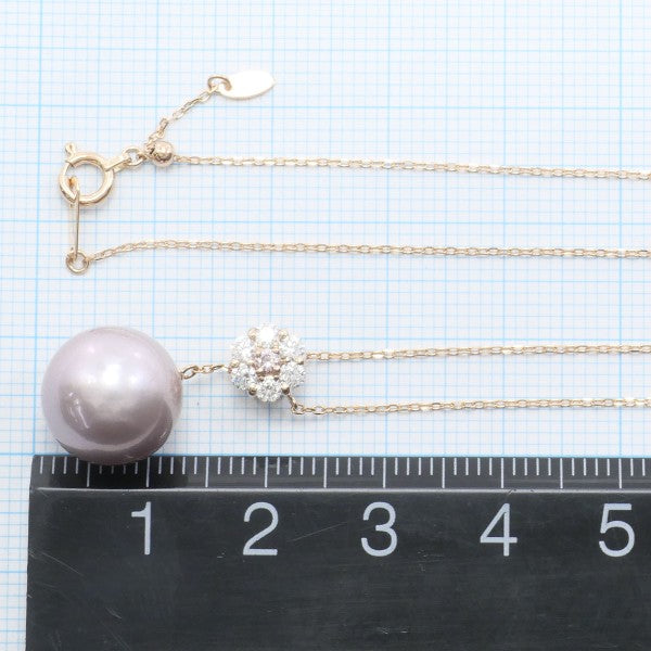 18K Pink Gold Freshwater Pearl & Pink Diamond Necklace for Women - Elegant Bridal Jewelry, Anniversary Gift, Valentine's Day Present