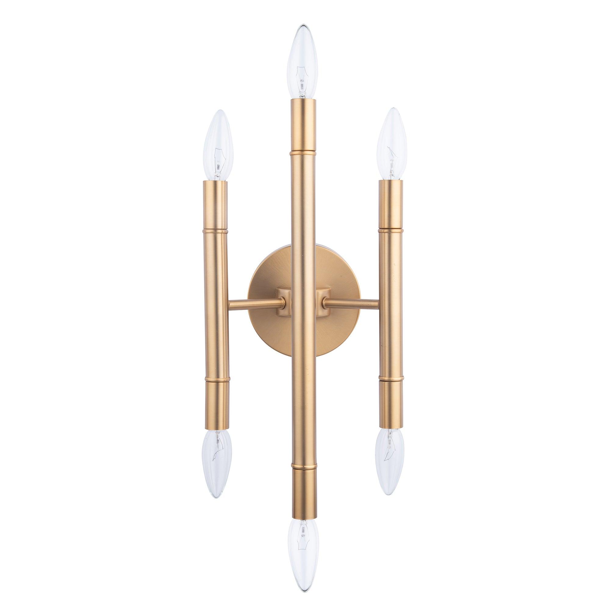 Ignis Mid Century Modern Gold 6 Light Wall Sconce - Vintage Style Brass Wall Light Fixture for Living Room, Bedroom & Hallway Decor