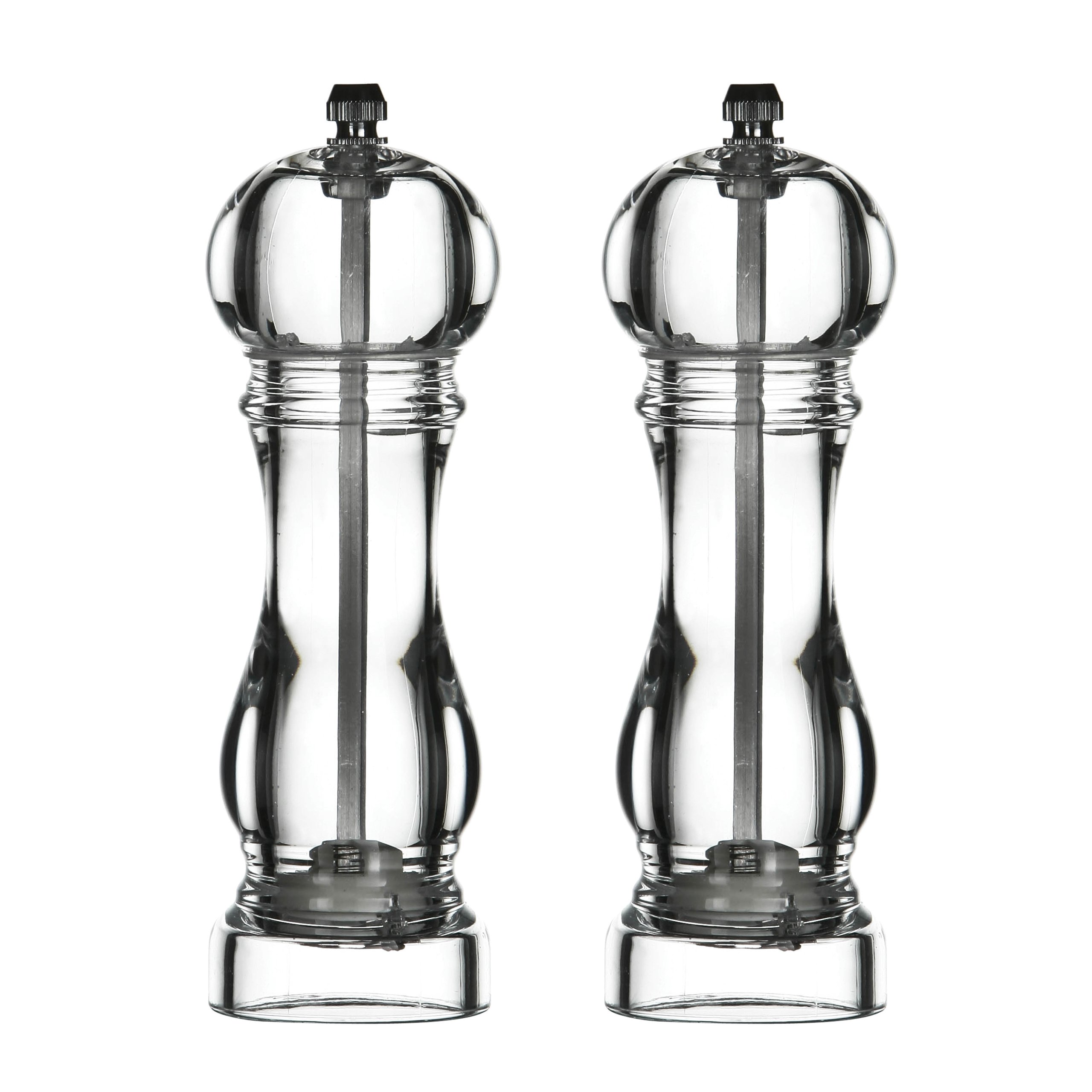 Premium 2-Piece Acrylic Pepper Mill and Grinder Set - Refillable Black Pepper Grinder for Kitchen, Dining Table & Gourmet Cooking - Perfect for Restaurants, Home Chefs & Spice Lovers