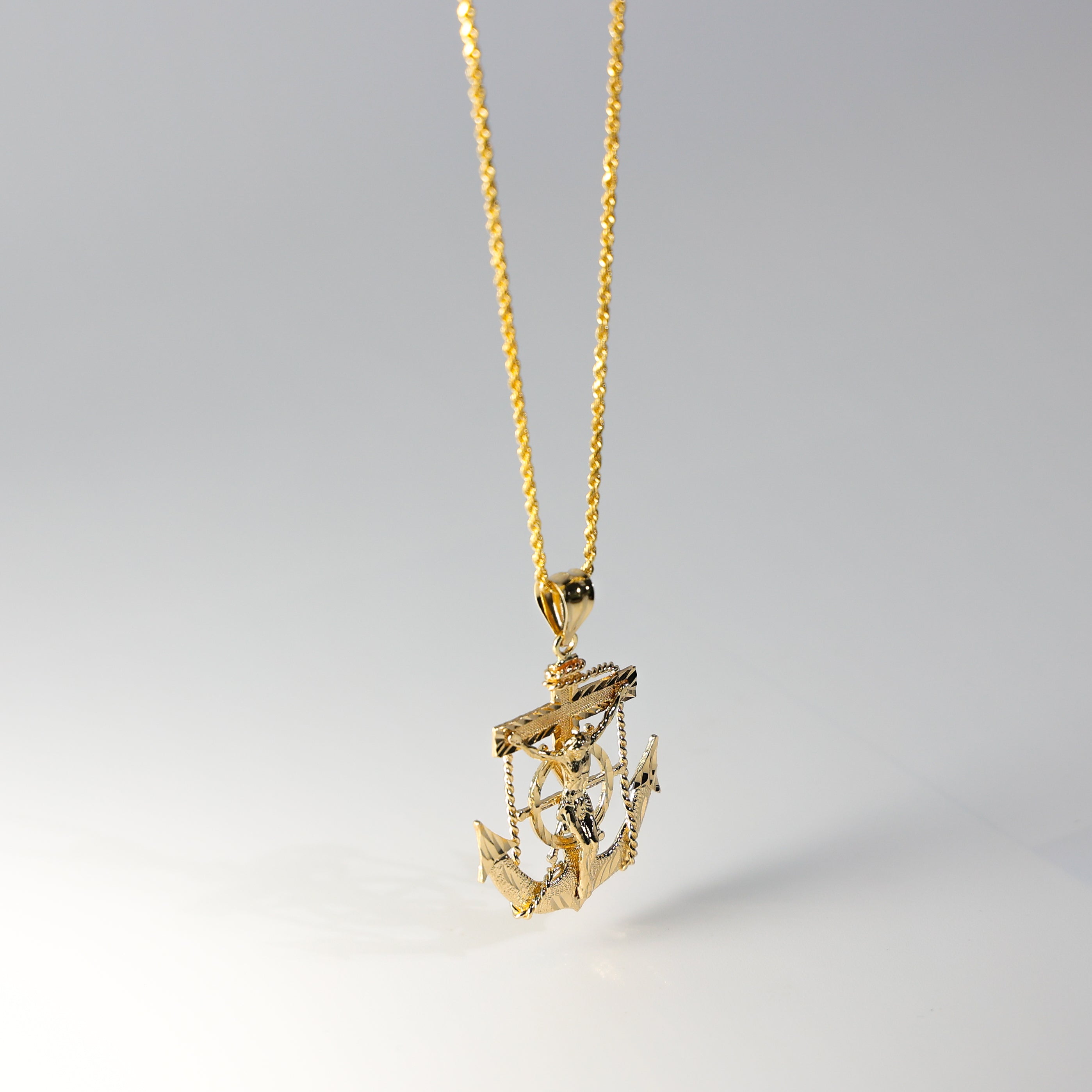 1223 Gold Large Mariner Crucifix Anchor Pendant Necklace - Religious Jewelry for Men & Women - Perfect for Gifts, Baptism, and Everyday Wear