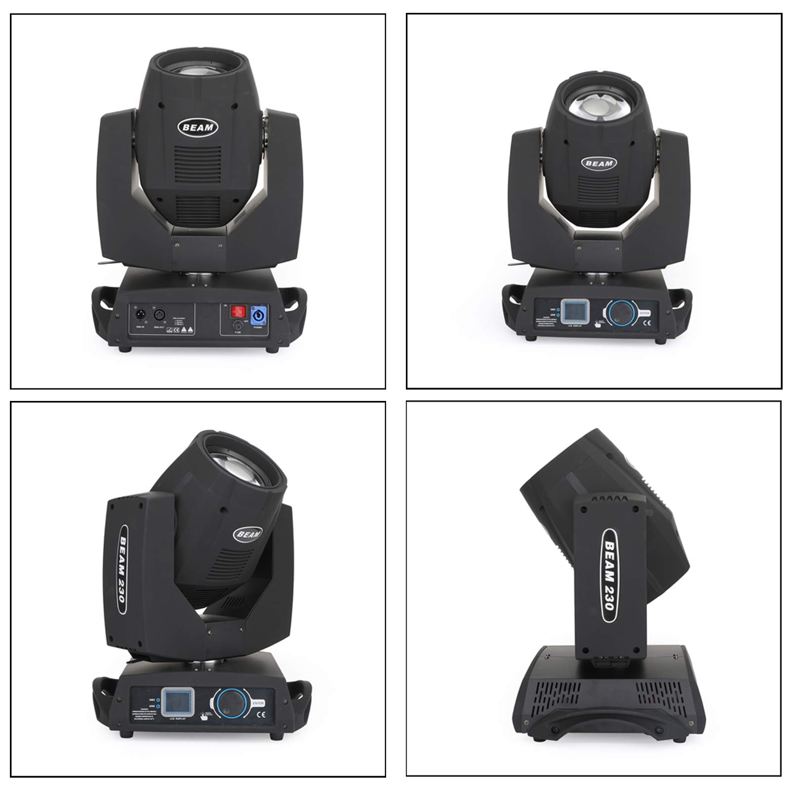 230W RGBW LED Moving Head Light with 7R Beam & 8 Prism - DMX512 Stage Lighting for DJ Disco Party, Concert, Wedding, and Nightclub Events (Black)