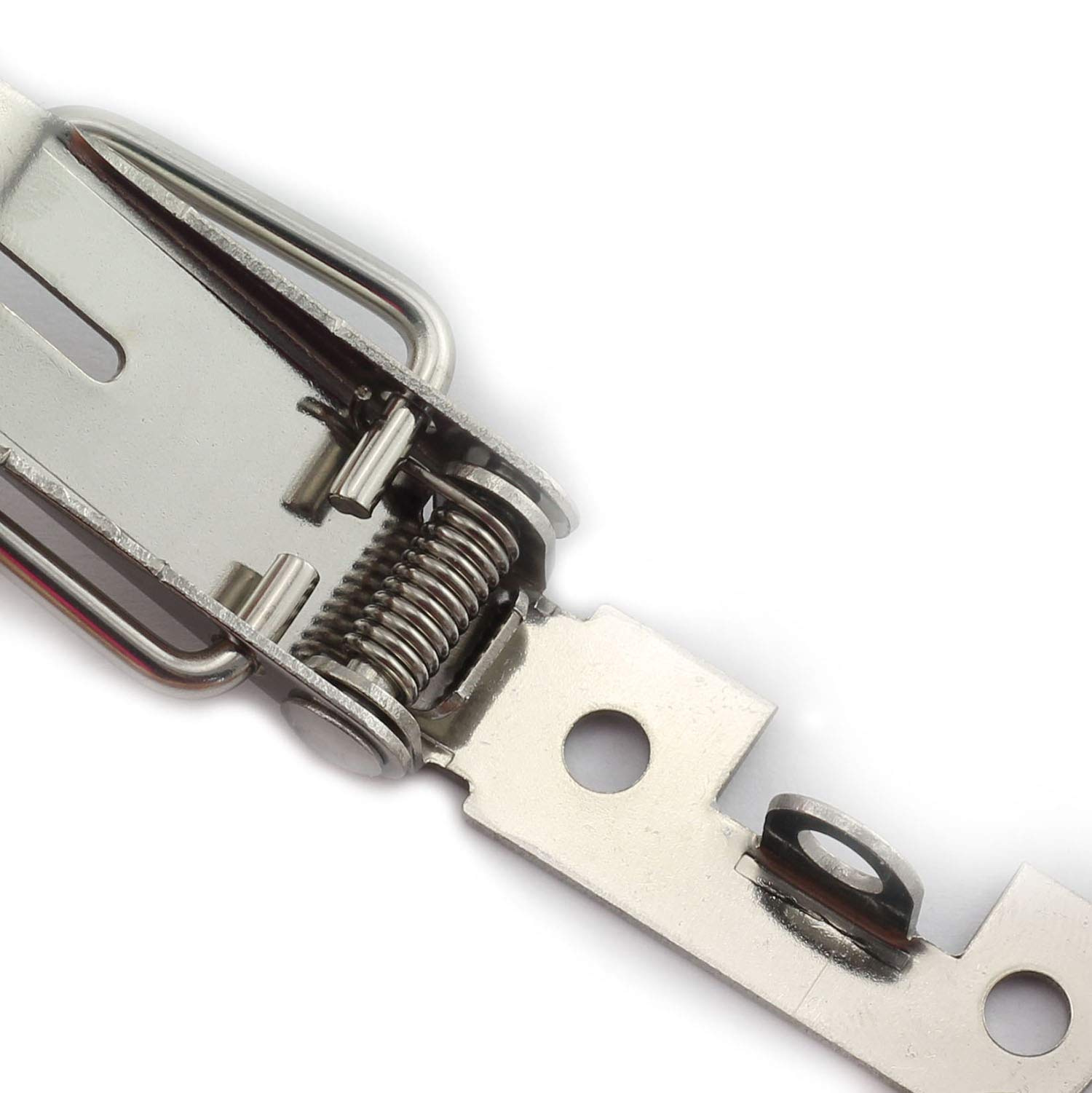 Stainless Steel Spring Loaded Latch Catch - 2 Pack Toggle Lock Hasp for Cabinet, Box & Suitcase Security (58mm) | Durable Duckbill Tension Lock for Home, Office & Travel Use