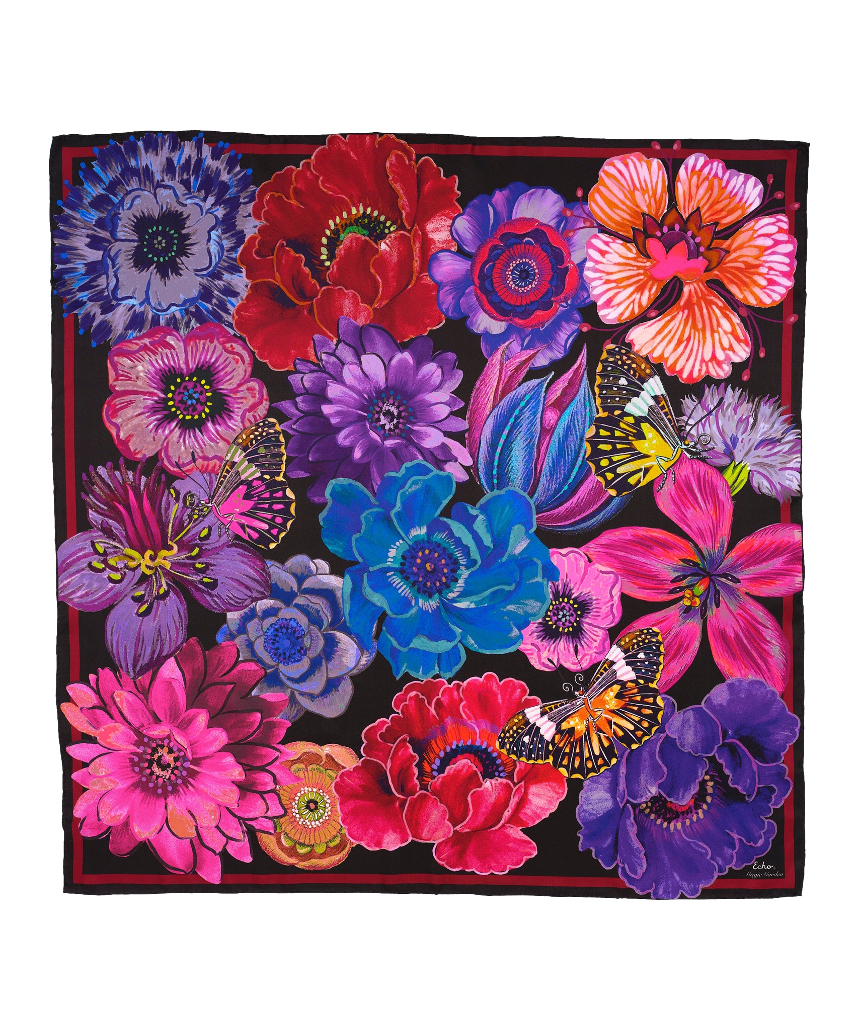 Magic Garden 35 Silk Square Scarf - Elegant Fashion Accessory for Women, Perfect for Travel, Parties & Gift Giving