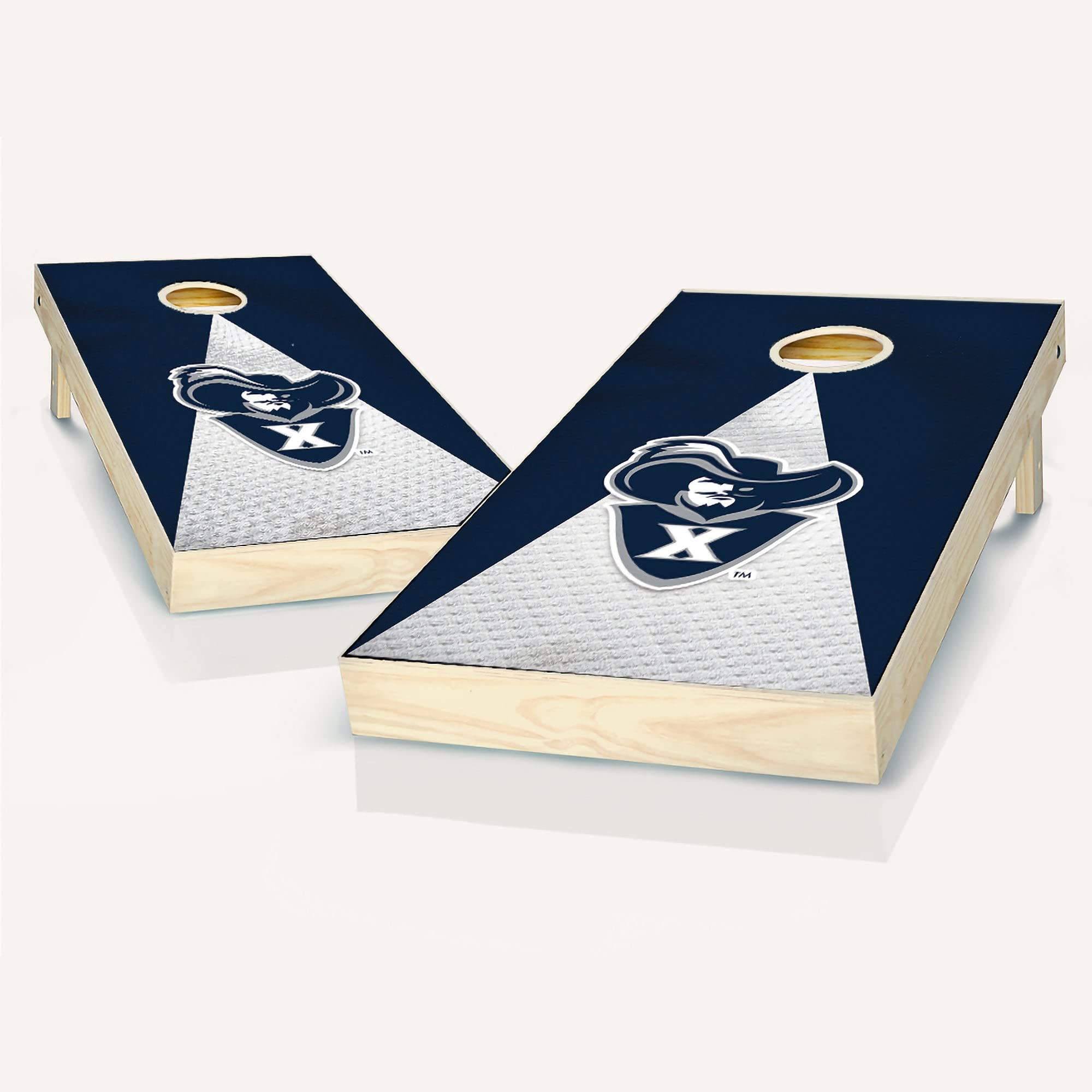 Xavier Jersey Cornhole Game Set - 2 Wooden Cornhole Boards & 8 Bean Bags - Premium Outdoor Lawn Game for Backyard, Tailgating, and Parties - Perfect for Family Gatherings and BBQ Events