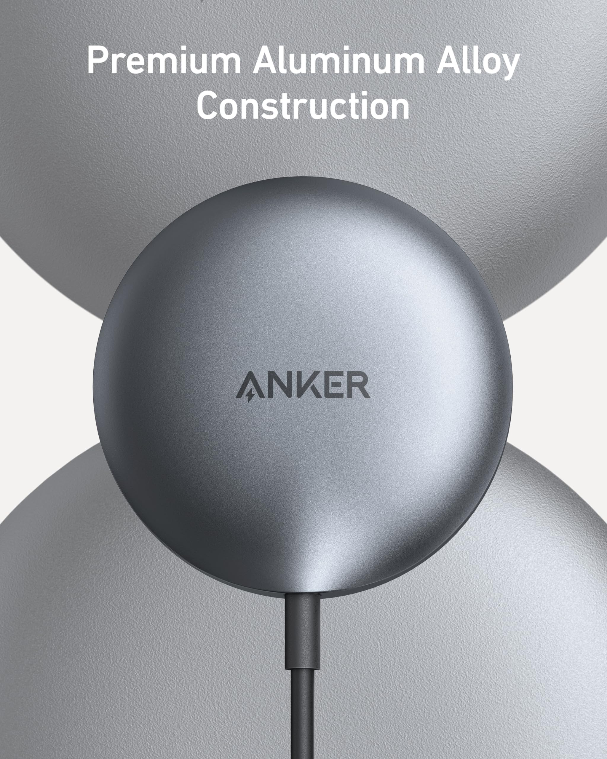 Anker MagGo Qi2 Certified 15W Wireless Charging Pad - Magnetic MagSafe Charger Compatible with iPhone 16/16 Plus/16 Pro/16 Pro Max/15/14/13/12 Series (Includes USB-C Cable) - Perfect for Home, Office & Travel Charging
