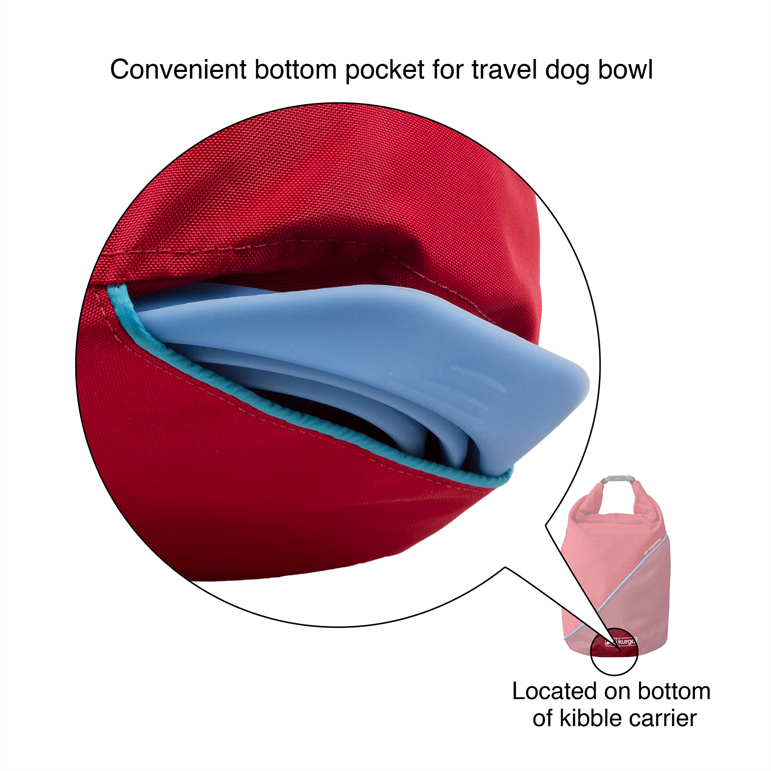 Kurgo Kibble Carrier - Portable Dog Food Travel Container for Camping & Hiking | PVC-Free Pet Snack Bag Holds 5lbs | Easy to Clean | Perfect for Outdoor Adventures with Your Dog