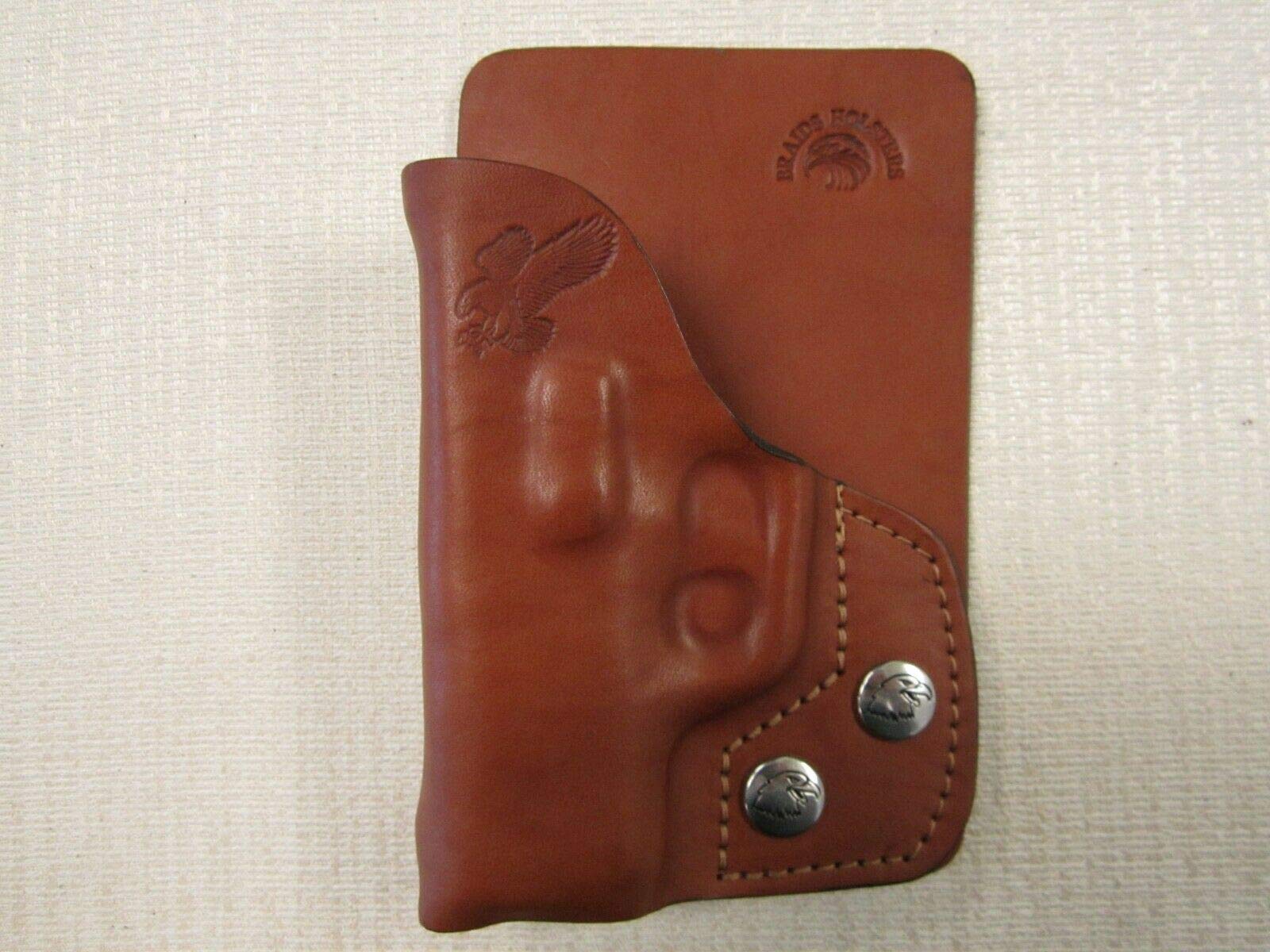 Kahr PM9 Concealed Carry Wallet & Pocket Holster - Right Hand Brown Leather for Comfortable Everyday Carry | Perfect for Self-Defense & Concealed Carry Enthusiasts