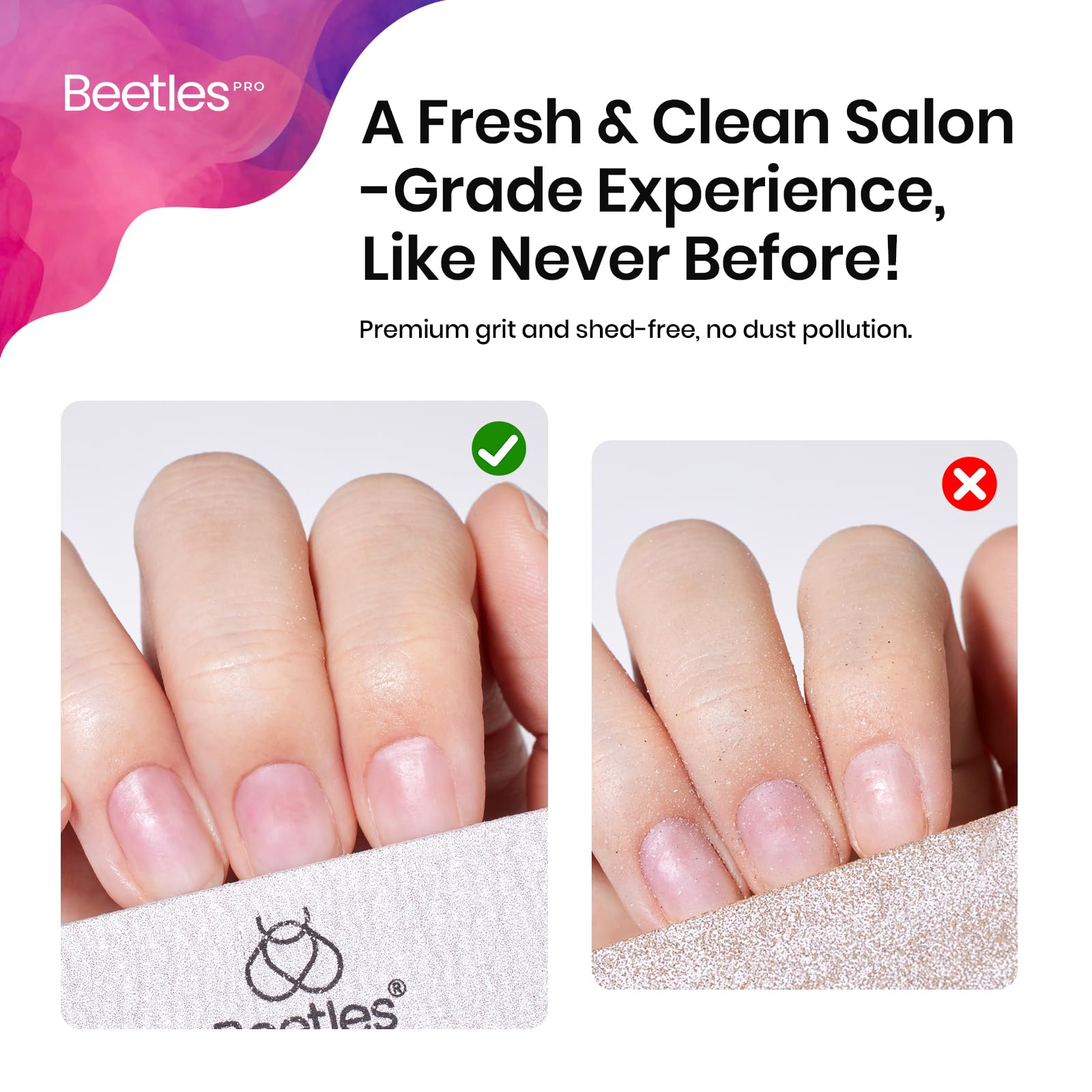 Beetles Professional Nail File and Buffer Set - 3 Pcs 100/180/240 Grit Nail Files for Acrylic, Gel & Natural Nails - Manicure Tools for Home Salon, DIY Nail Care - Perfect Gift for Women & Nail Enthusiasts (Use for shaping, smoothing, and polishing nails at home or professional salons)