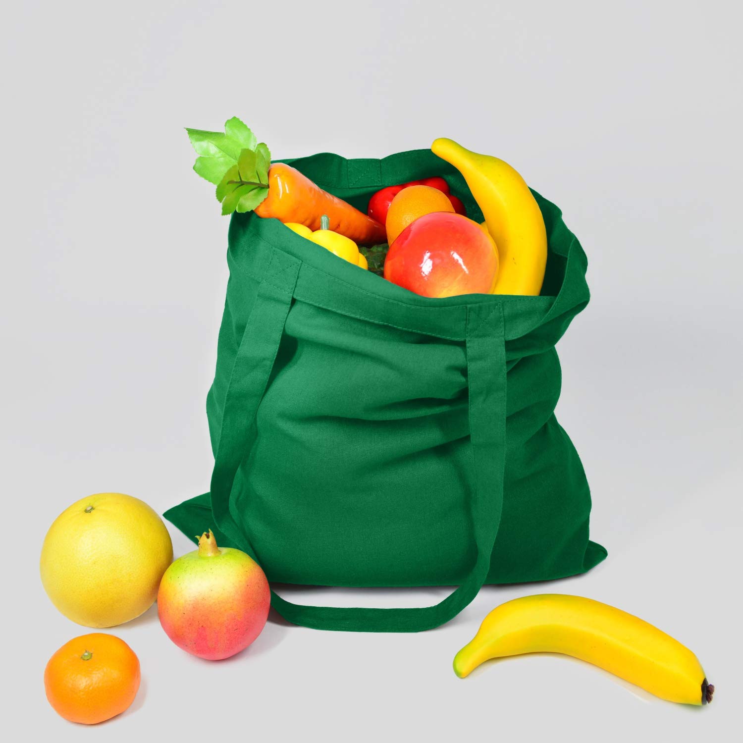 NPBAG 5 Pack 15'' X 16'' Eco-Friendly Cotton Tote Bags - Lightweight Reusable Grocery Shopping Bags with Bonus PTFE Teflon Sheet for Crafts, Farmers Market & Beach Trips