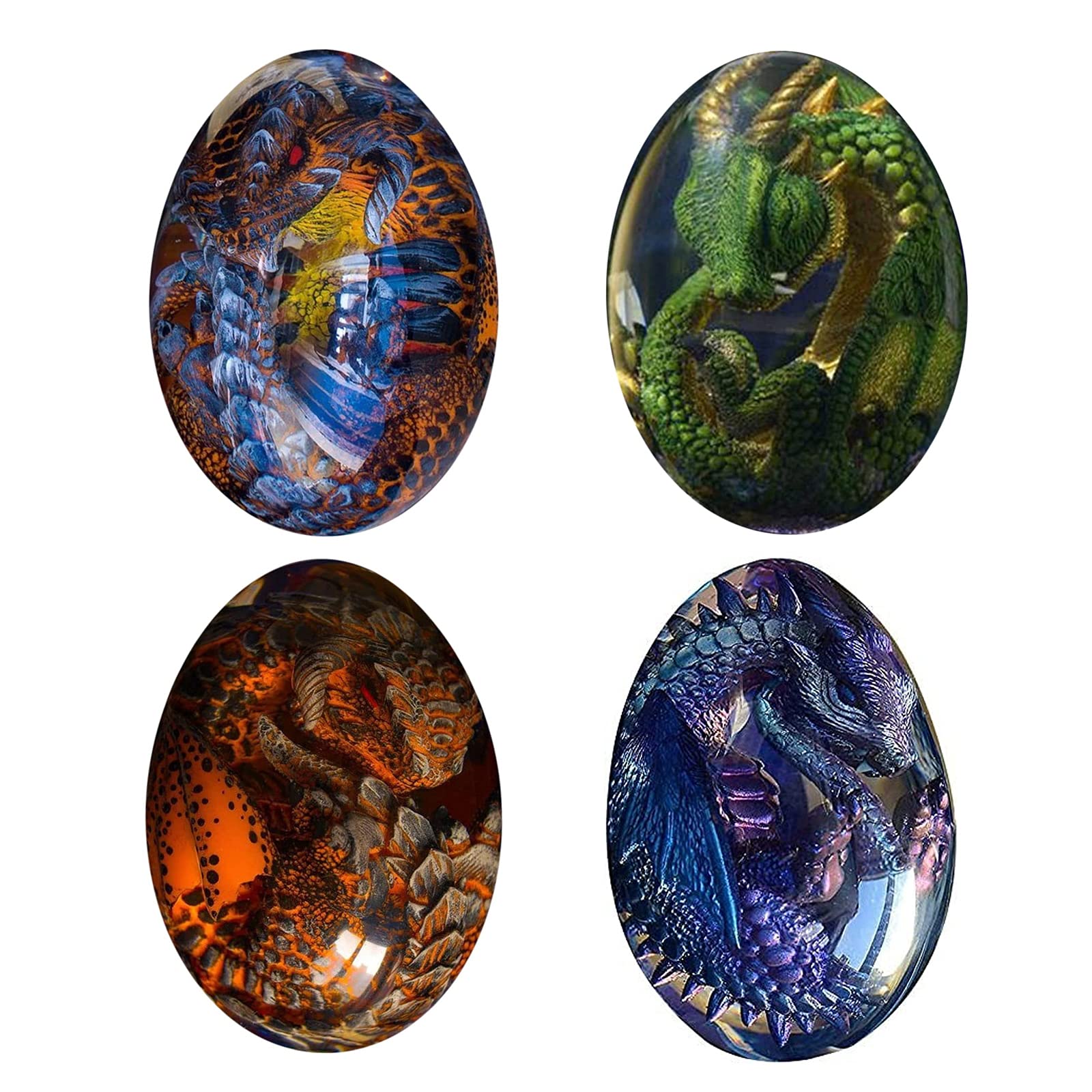 ANLIFL Crystal Lava Dragon Egg - 4PCS Set of Transparent Resin Sculpture Dragon Eggs, Dream Crystal Figurines for Desktop Decor, Gift Souvenir - Perfect for Fantasy Lovers, D&D Collectors and Home Office Decoration