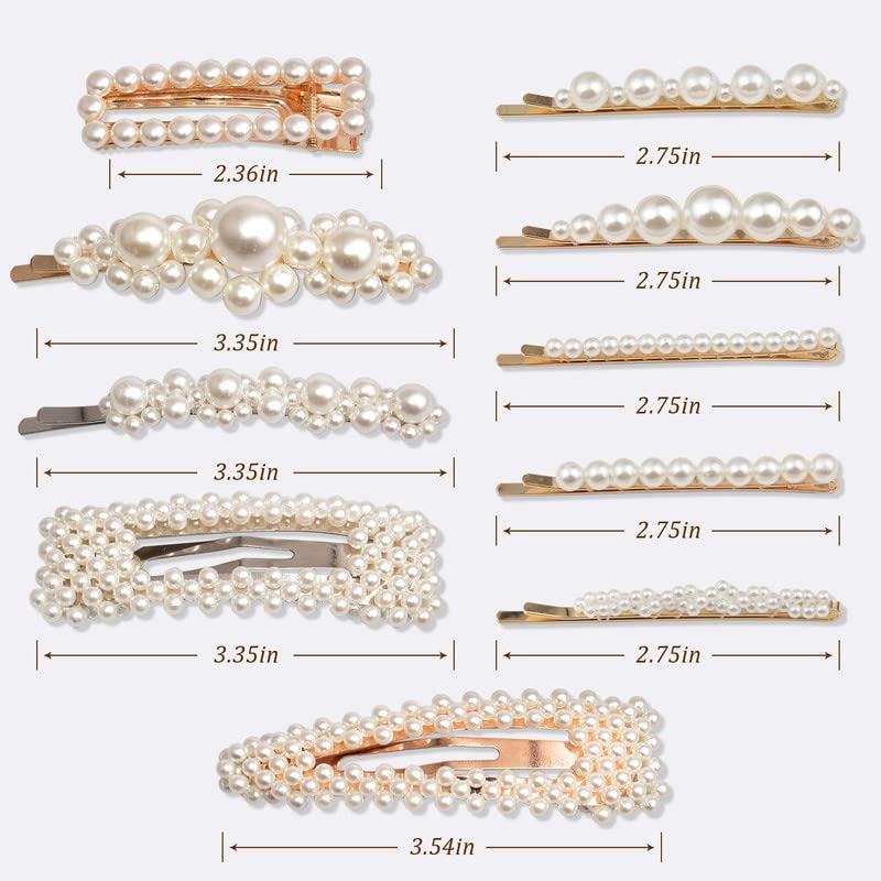 Staila 10pcs Elegant Large Pearl Hair Clips for Women & Girls - Bridal Hair Barrettes, Hair Styling Accessories & Gifts | Perfect for Weddings, Parties & Everyday Use