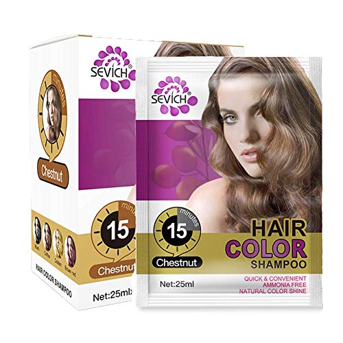 SEVICH Hair Color Shampoo - 15 Minutes Instant Natural Hair Dye with Conditioning Benefits, Grey Coverage & Chestnut Brown Color | At-Home Hair Coloring for Women & Men, Quick Root Touch Up, Salon-Quality Results