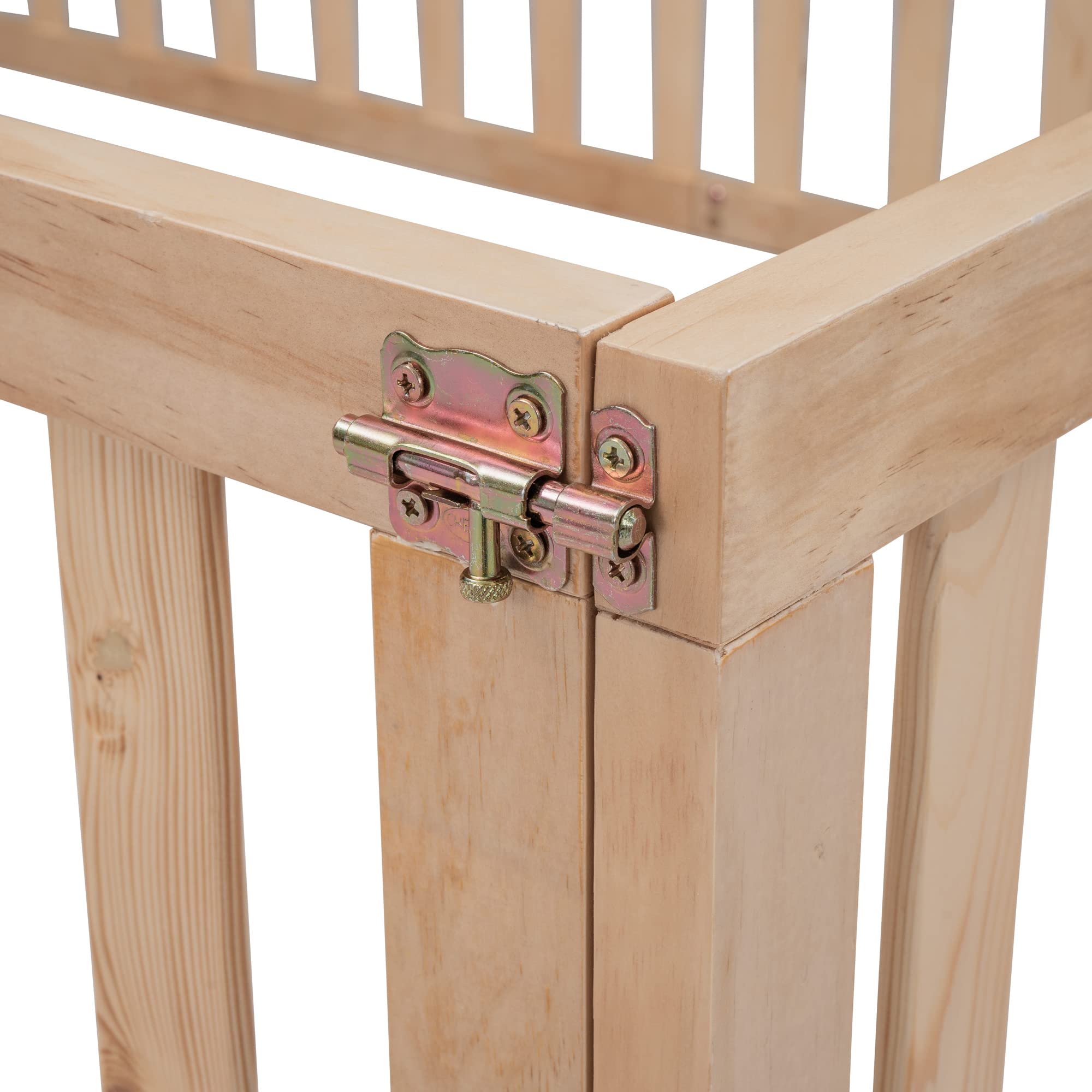 MERITLINE Full Size Wooden Bed Frame with Safety Fence for Kids Over 6 Years | Montessori Floor Bed with Door | Easy Assembly, No Box Spring Needed (Natural) - Perfect for Kids' Bedrooms, Playrooms & Montessori Learning Spaces