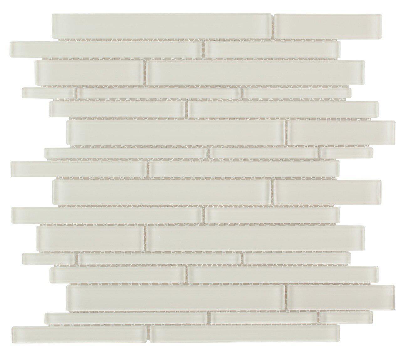 Creamy Glass Mosaic Tile Strip - Peel and Stick Backsplash for Kitchen & Bathroom DIY Home Decor