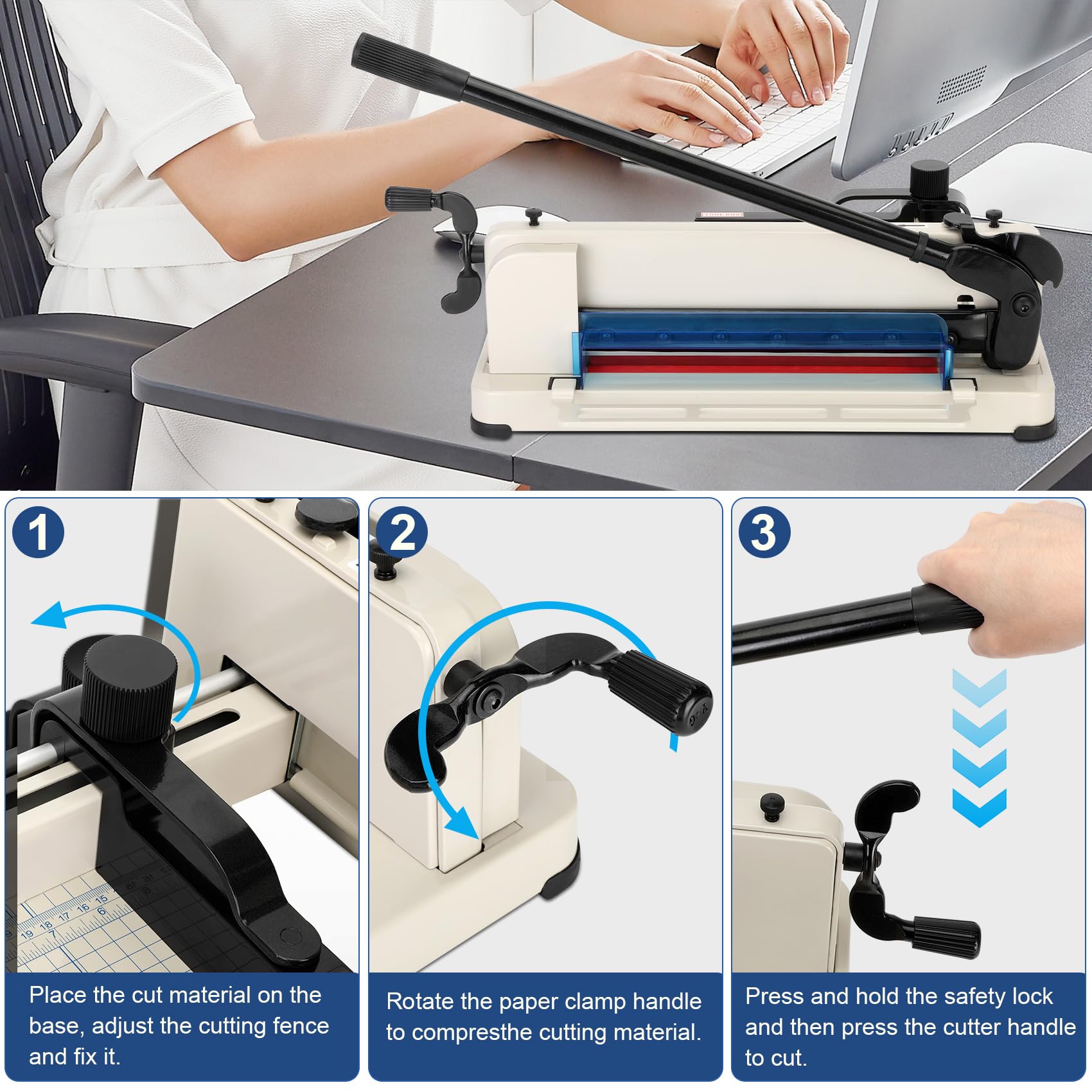 12 Inch Heavy Duty Paper Cutter - Guillotine Trimmer for A4 Paper with 400 Sheet Capacity, Office & School Paper Cutting Tool | Perfect for Document Trimming, Craft Projects, and Bulk Paper Cutting