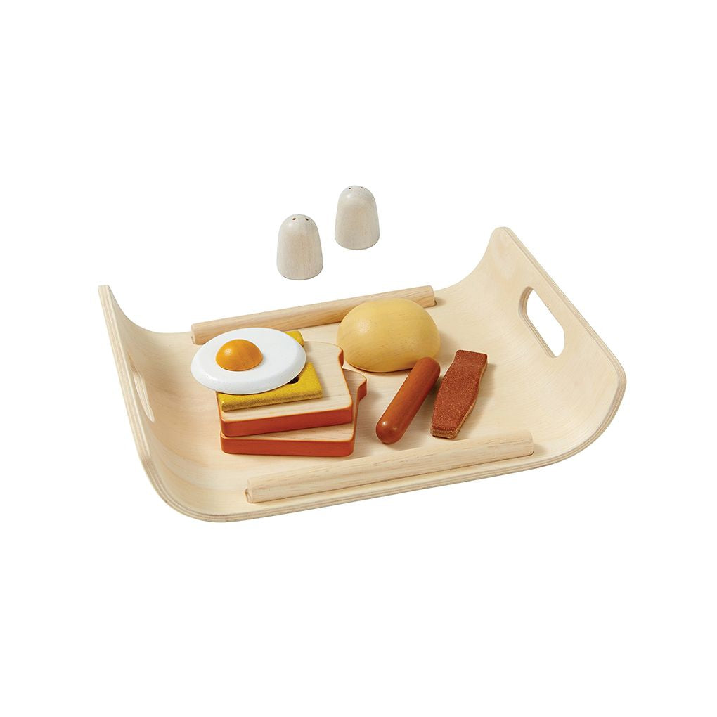 Wooden Kids Toy Breakfast Set - Pretend Play Kitchen Food for Toddlers & Preschoolers - Perfect for Montessori Learning & Role Play Scenarios