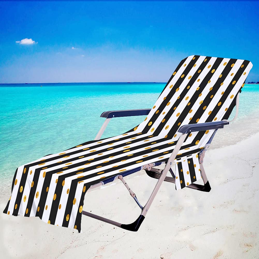 **Waterproof Patio Chaise Lounge Covers - Soft Microfiber Beach Chair Towel with Side Pockets (83 x 30 Inches) - Perfect for Pool, Sunbathing, Holiday & Hotel Use**