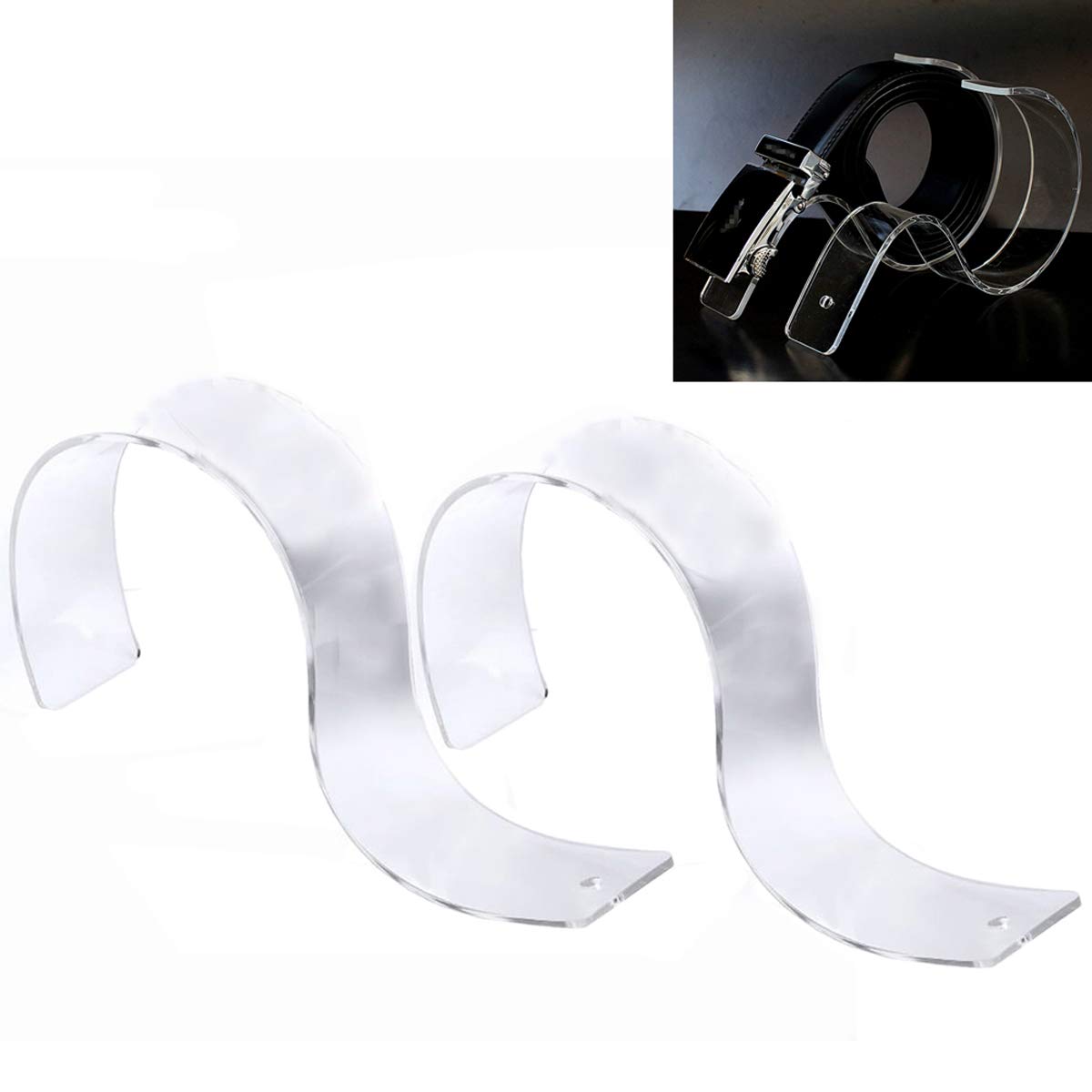 4 Pack Clear Acrylic Belt Display Stands - Space Saving Belt Organizer Rack for Men & Women - Perfect for Closet Organization, Retail Store Displays & Home Use
