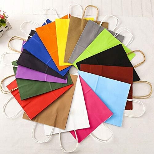 12 Small Plain Color Gift Bags with Handles 9x6x3in - Rainbow for Party Favors