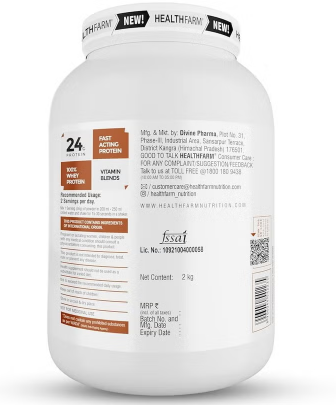 Healthfarm 100% Whey Protein Powder - Premium Chocolate Crunch Flavor, 2kg (55 Servings) | Muscle Recovery & Post-Workout Supplement for Athletes & Fitness Enthusiasts