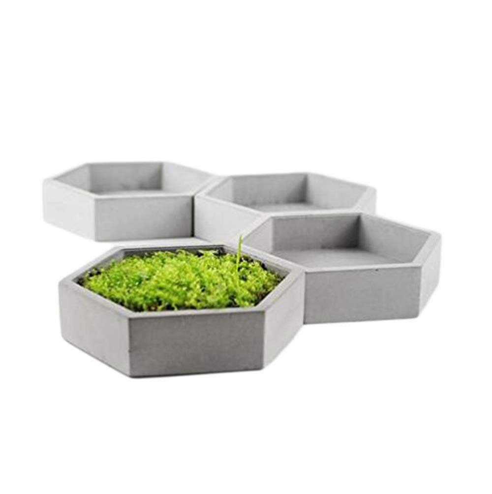 Hexagon Concrete Flower Pot Molds Without Hole - DIY Garden Planter Molds for Succulents, Herbs & Small Plants | Perfect for Home Decor, Patio & Indoor Gardening
