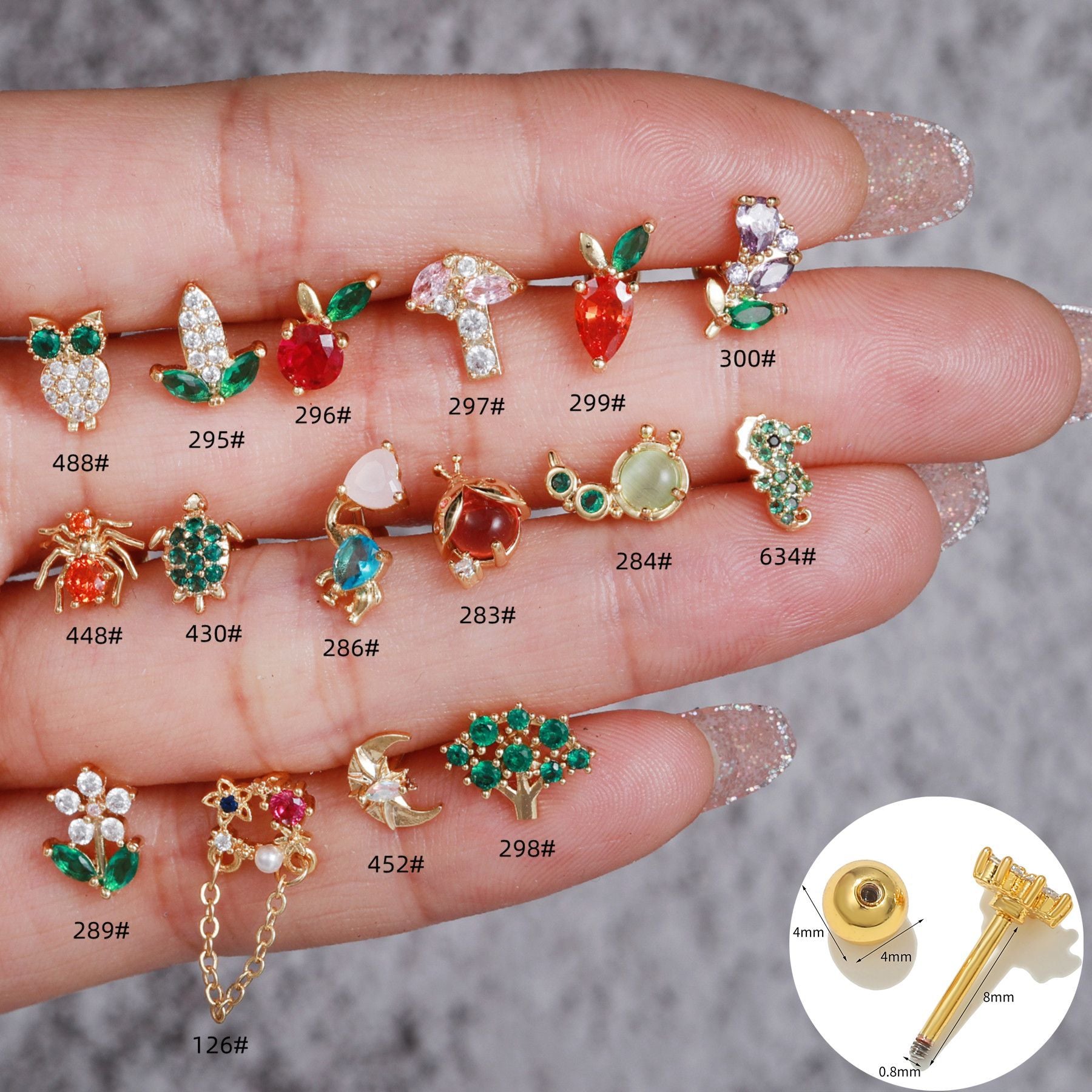 20G Cute Fruits Conch Stud Helix Stud Earrings for Women | EGD0488 | Perfect for Everyday Wear, Parties, and Gifts
