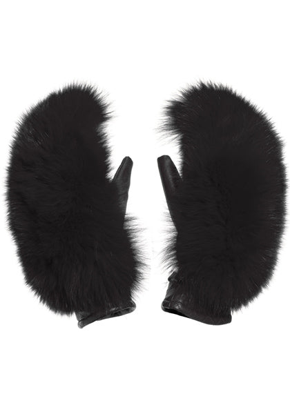 GOLDBERGH HANDO Real Fur Mittens for Women - Black Winter Gloves for Cold Weather, Outdoor Activities, and Fashion Accessories