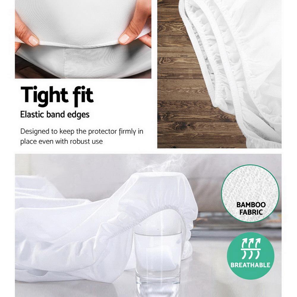 Queen Size Waterproof Bamboo Mattress Protector - Hypoallergenic & Breathable for Allergy Relief - Perfect for Bedrooms, Guest Rooms & Kids' Beds