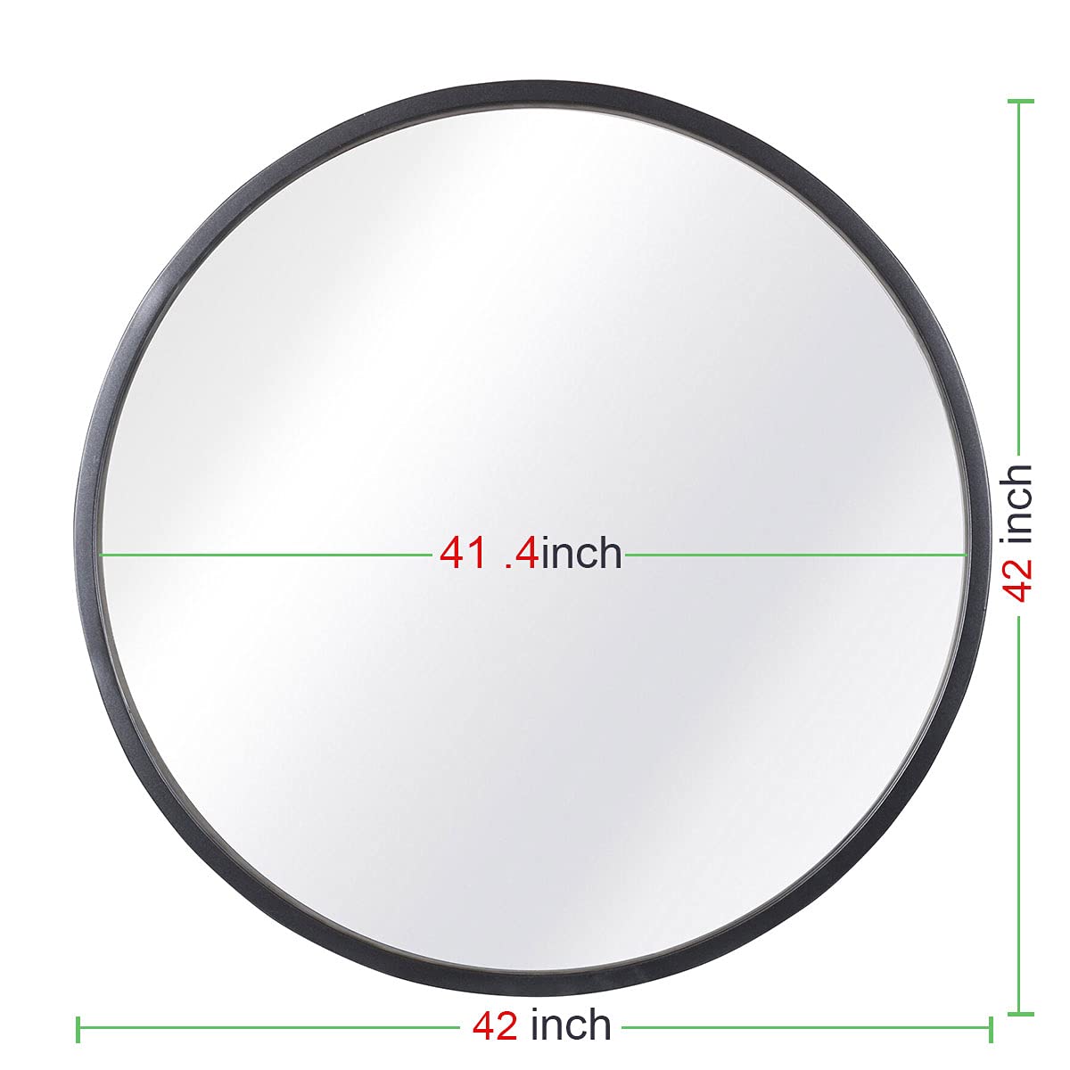 42 Inch Large Round Wall Mirror with Black Metal Frame - Modern Circular Mirror for Bathroom, Entryway, Kitchen & Living Room Decor - Perfect for Vanity, Hallway & Home Decoration