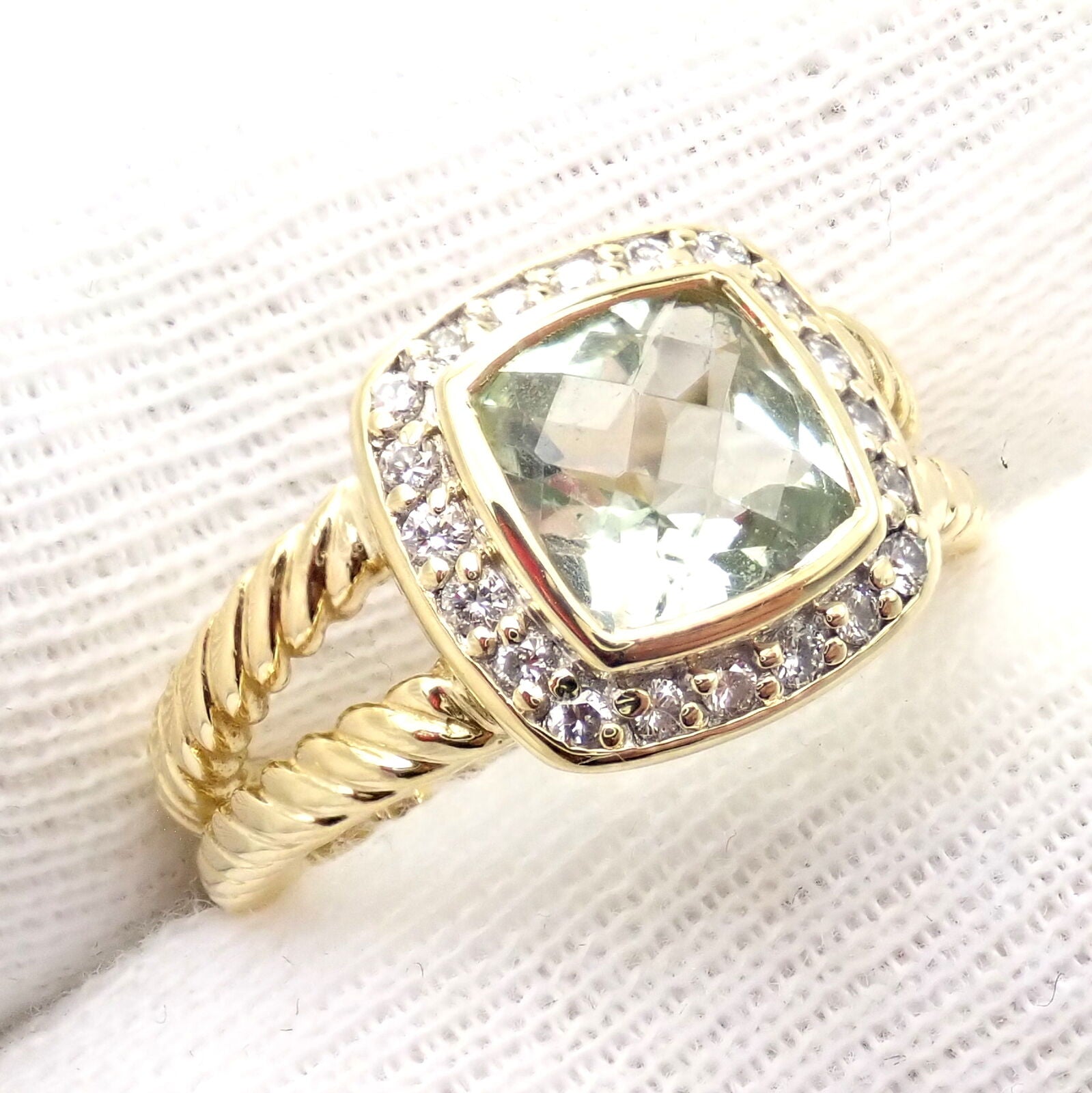 David Yurman Albion 18k Yellow Gold Diamond Citrine Ring Size 5.25 - Elegant Jewelry for Women, Perfect for Weddings, Anniversaries & Special Occasions