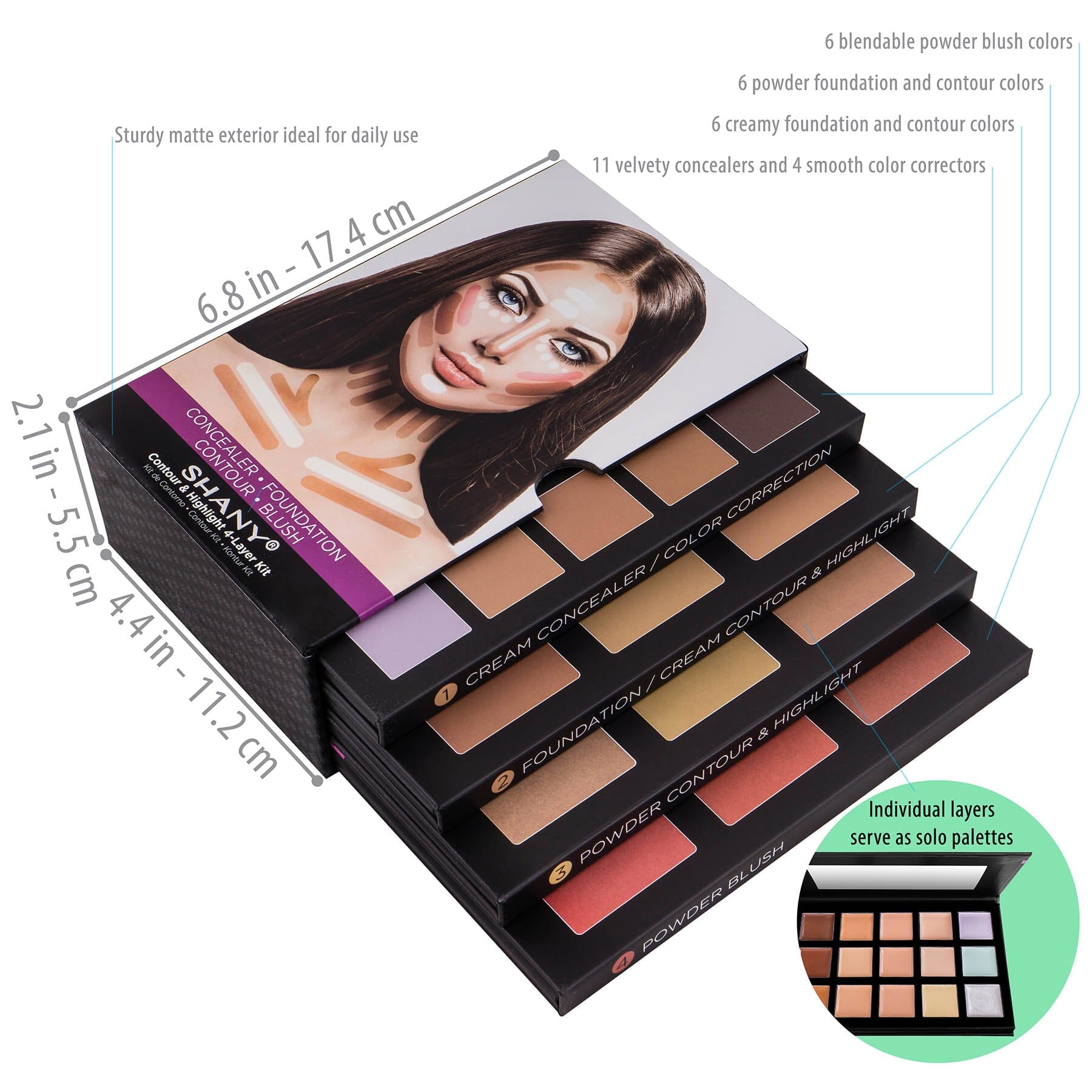 4 Layer Contour & Highlight Makeup Kit - Professional Face Sculpting Palette for Cheekbones, Nose & Jawline | Perfect for Bridal, Party & Everyday Glam Makeup Looks