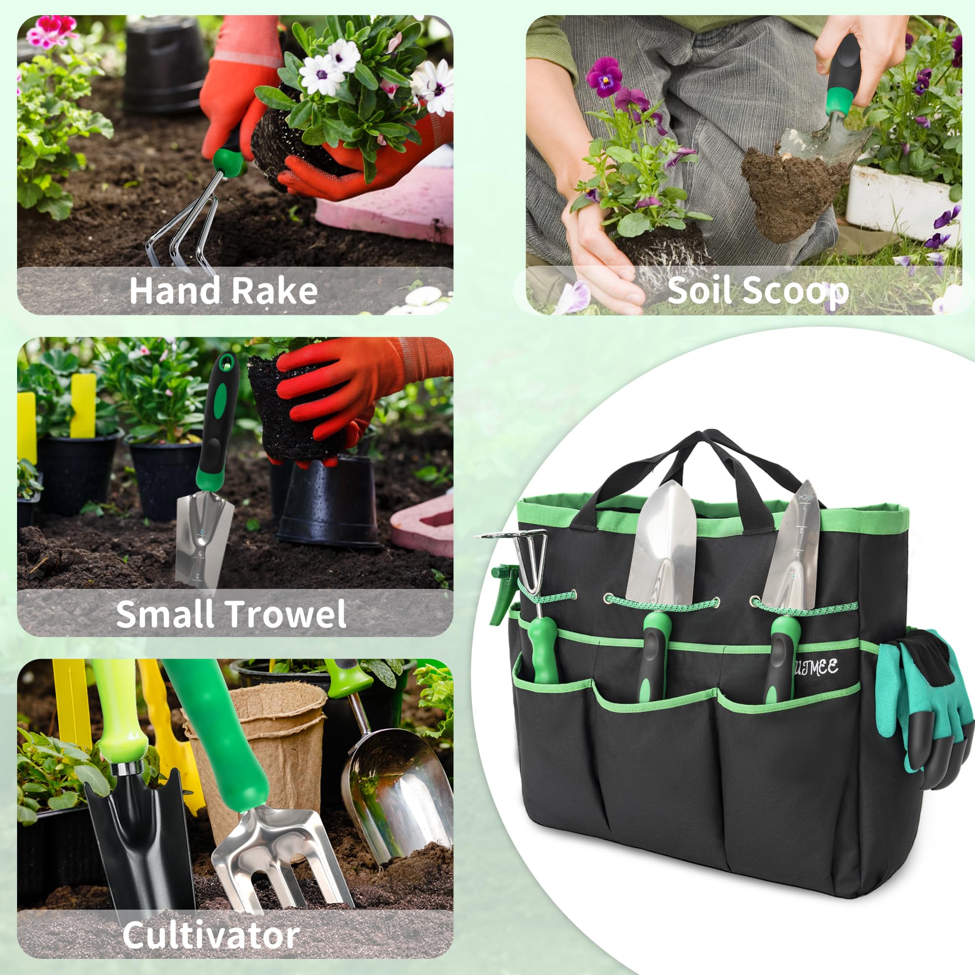 Premium Heavy Duty Stainless Steel Gardening Tool Set with Storage Bag & Gloves - 9-Piece Outdoor Garden Kit for Women & Men - Perfect for Planting, Weeding, Landscaping and Home Garden Maintenance