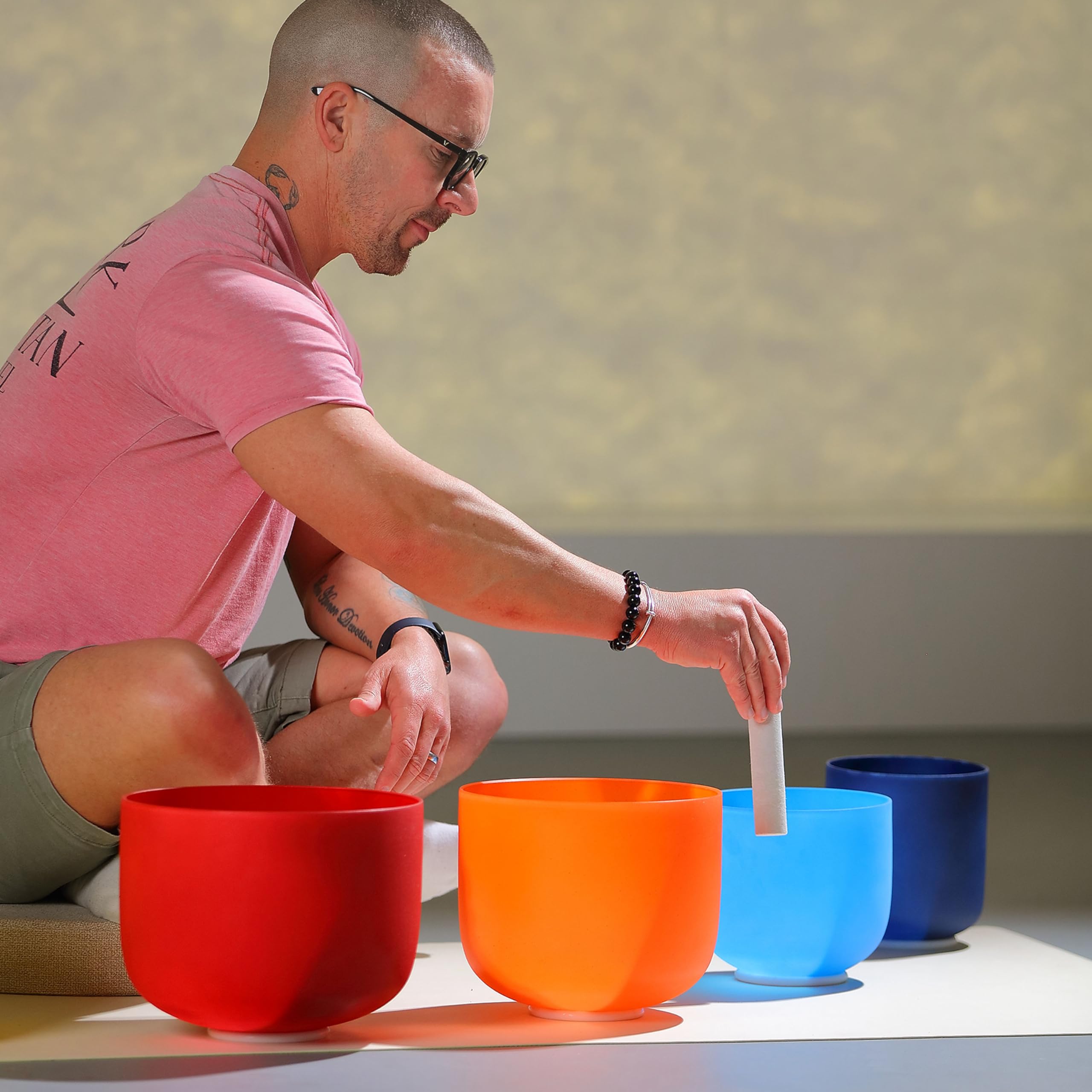 TOPFUND 7 Chakra Crystal Singing Bowl Set - 8-10 inch Handcrafted Healing Bowls with Mallets & Durable Carrying Case for Meditation, Yoga, Sound Therapy & Spiritual Healing