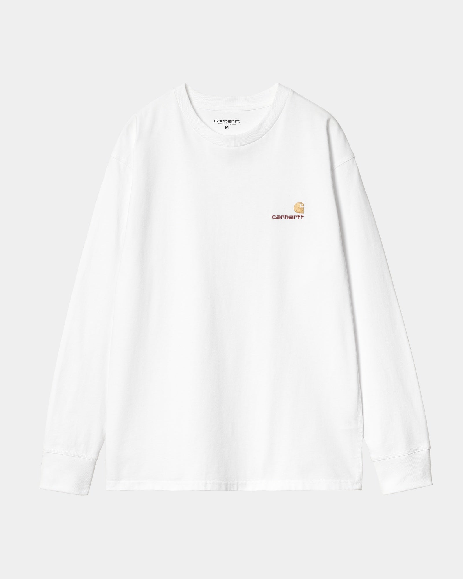 Vintage American Script Long Sleeve T-Shirt for Men & Women | Soft Cotton White Crewneck Tee | Casual Wear, Street Style, Layering Essential