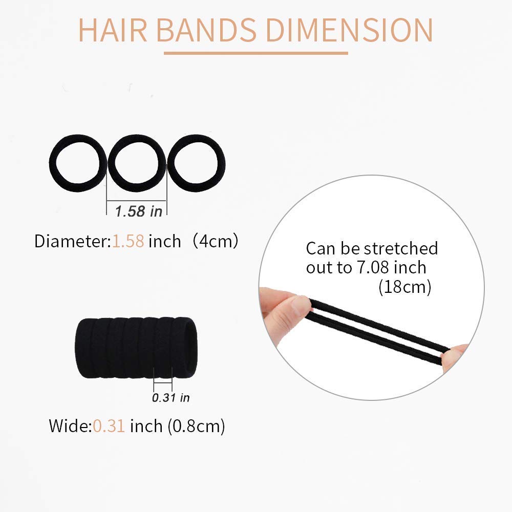 Evogirl Soft & Strong No Metal Hair Ties - 66 Pack Black XS Ponytail Holders for Women & Girls | School, Work, Gym, Daily Use Elastic Hair Bands