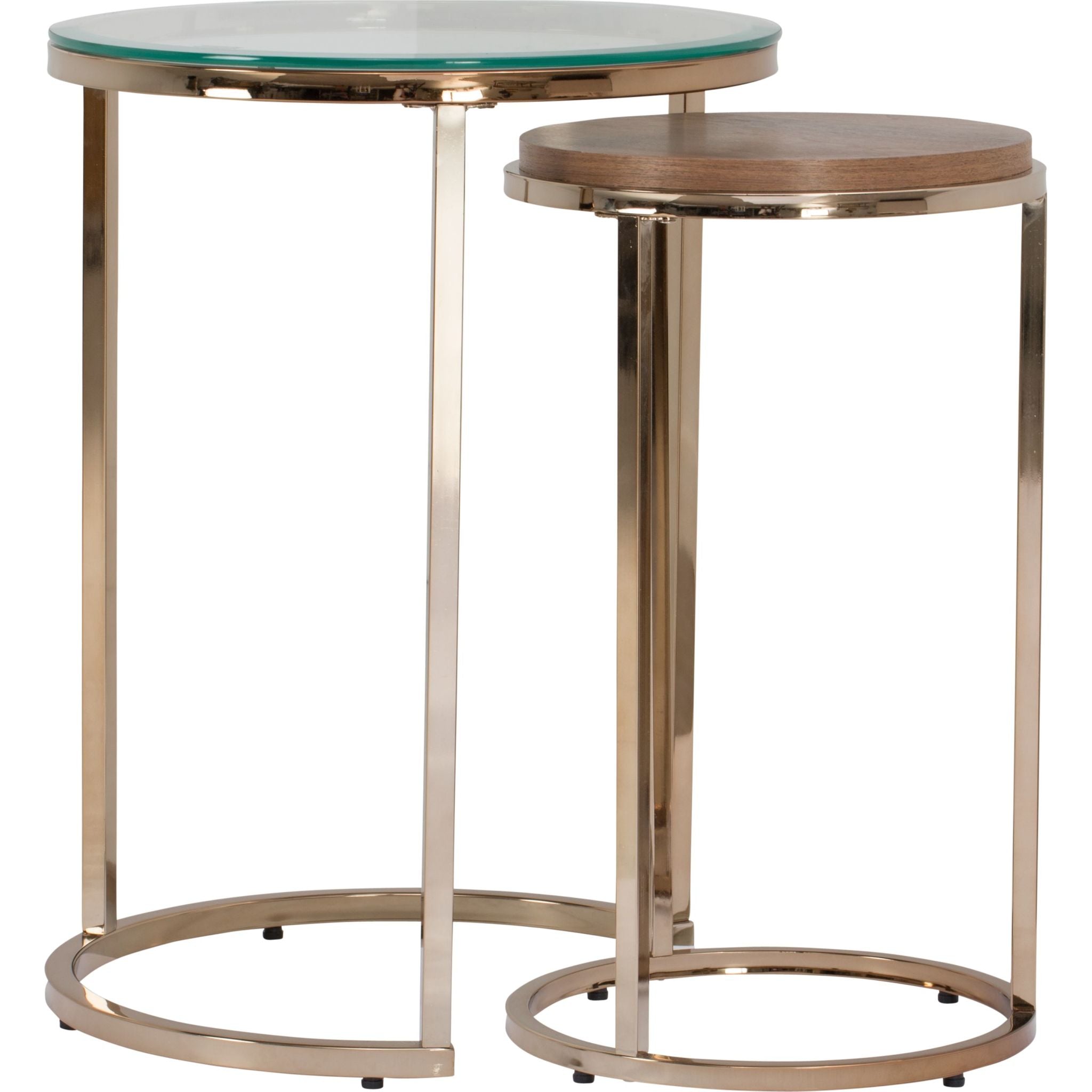Amy Nesting End Table - Champagne Gold Side Table for Living Room, Bedroom, or Office - Space-Saving Modern Accent Table with Stackable Design