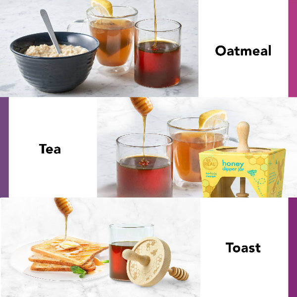 Premium Wooden Honey Dipper with Glass Jar - Natural Honey Stirrer & Drizzler for Tea, Coffee, Yogurt - Eco-Friendly Kitchen Gift Set for Home & Restaurant Use