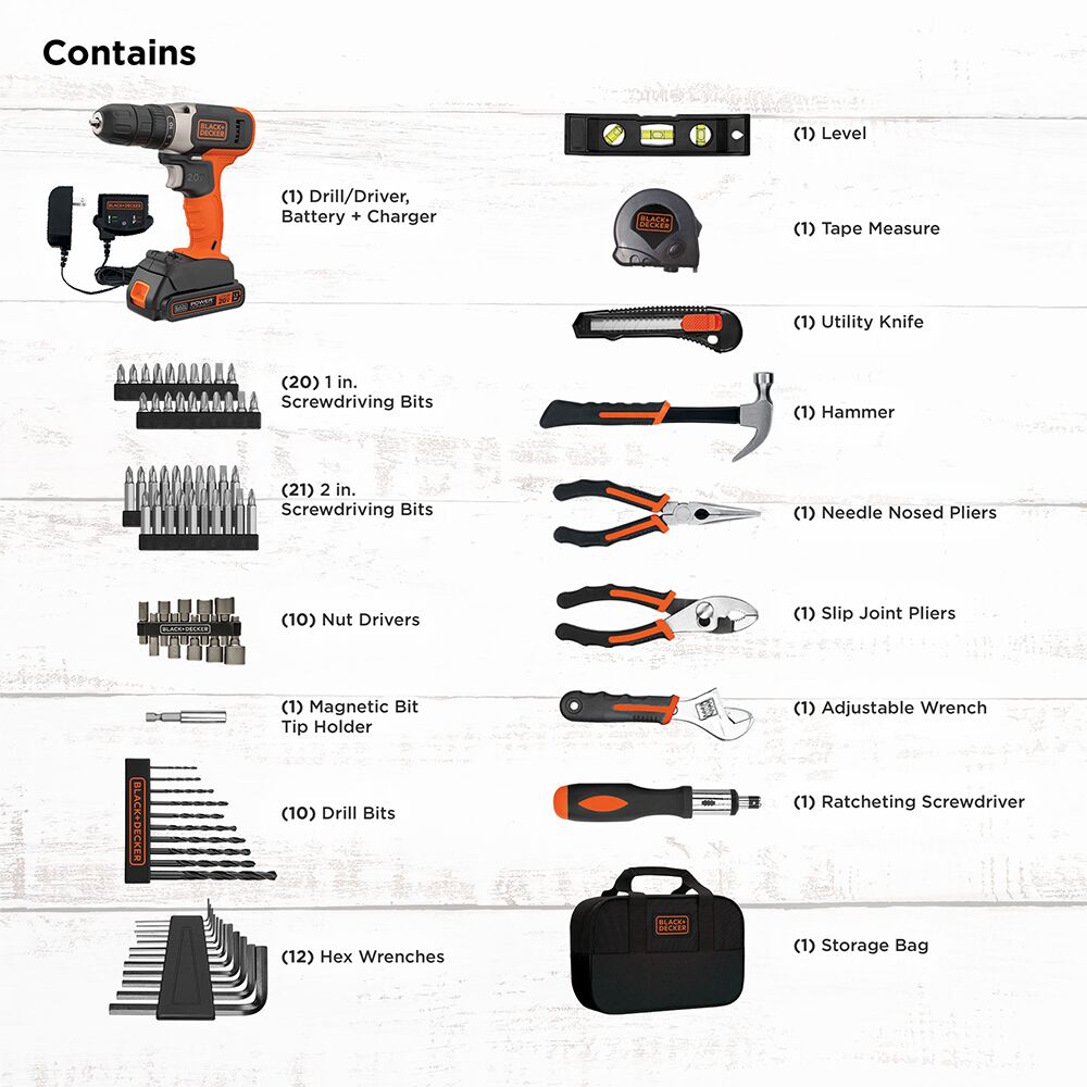 20V MAX* Cordless Drill and Driver Set - 83 Piece Home Tool Kit for DIY Projects, Repairs & Construction Work