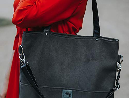 Eco Suede Tote Bag with Leather Handles - Waterproof Work & Travel Bag
