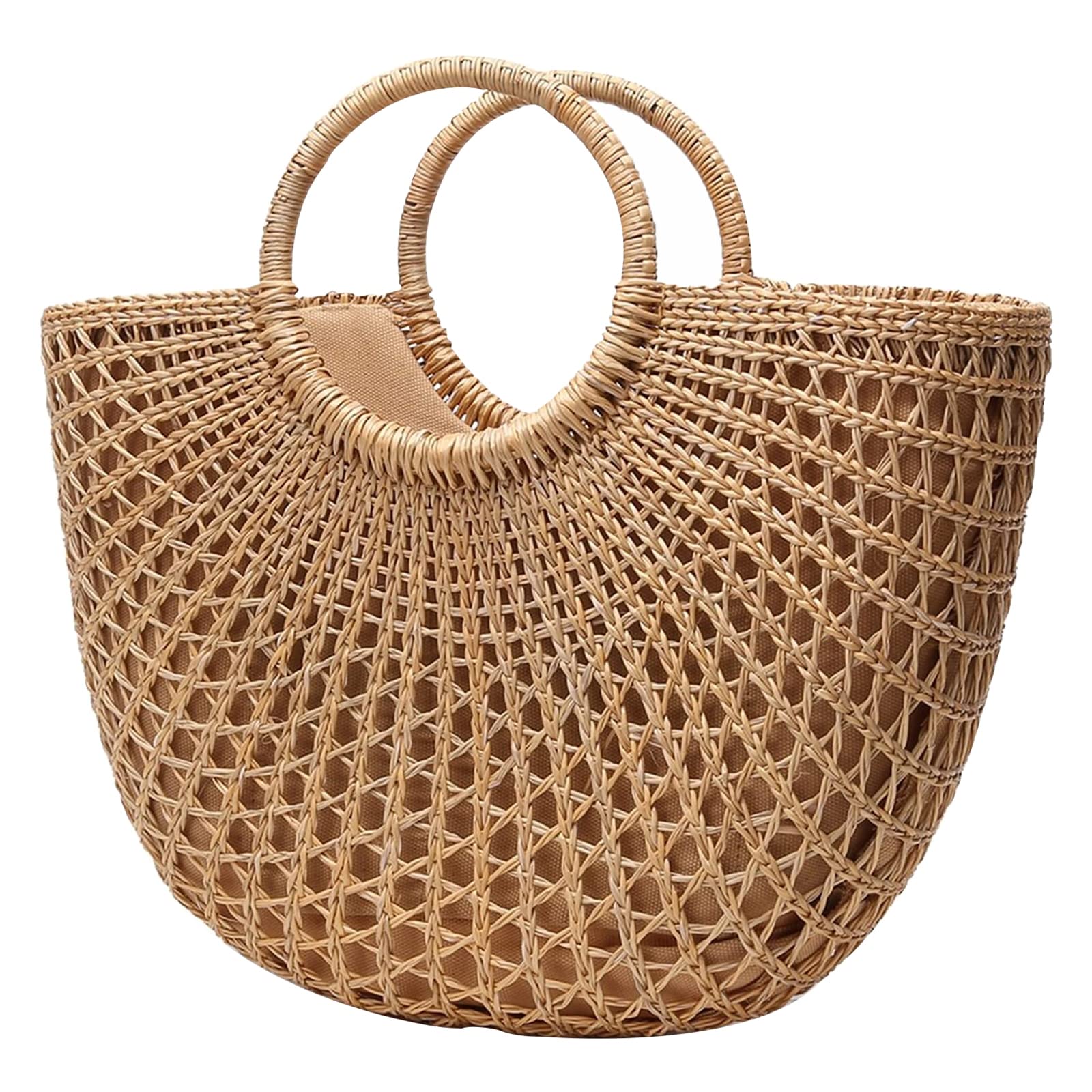 L Cloud Straw Beach Bags for Women - Handwoven Woven Tote Bag with Top Handle, Summer Beach Purse for Vacation, Pool Party, and Outdoor Travel Accessories
