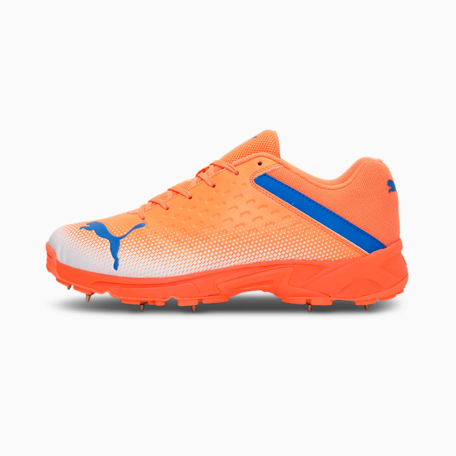 Puma Spike 22.2 Cricket Shoes - Neon Citrus & Bluemazing White Metal Spikes for Men | Lightweight Performance Footwear for Professional Cricket Matches & Training