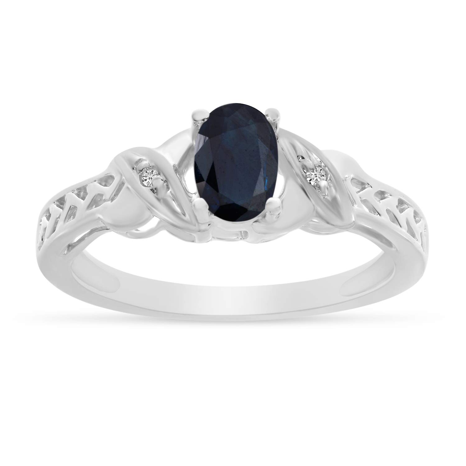 10K White Gold Oval Sapphire and Diamond Ring for Women | Elegant Engagement, Wedding, Anniversary Gift | Perfect for Proposals, Bridal Jewelry, and Special Occasions