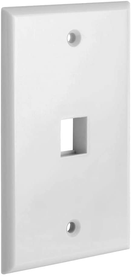 1 Port QuickPort Outlet Wall Plate - Single Gang White Faceplate for Home & Office Electrical Wiring