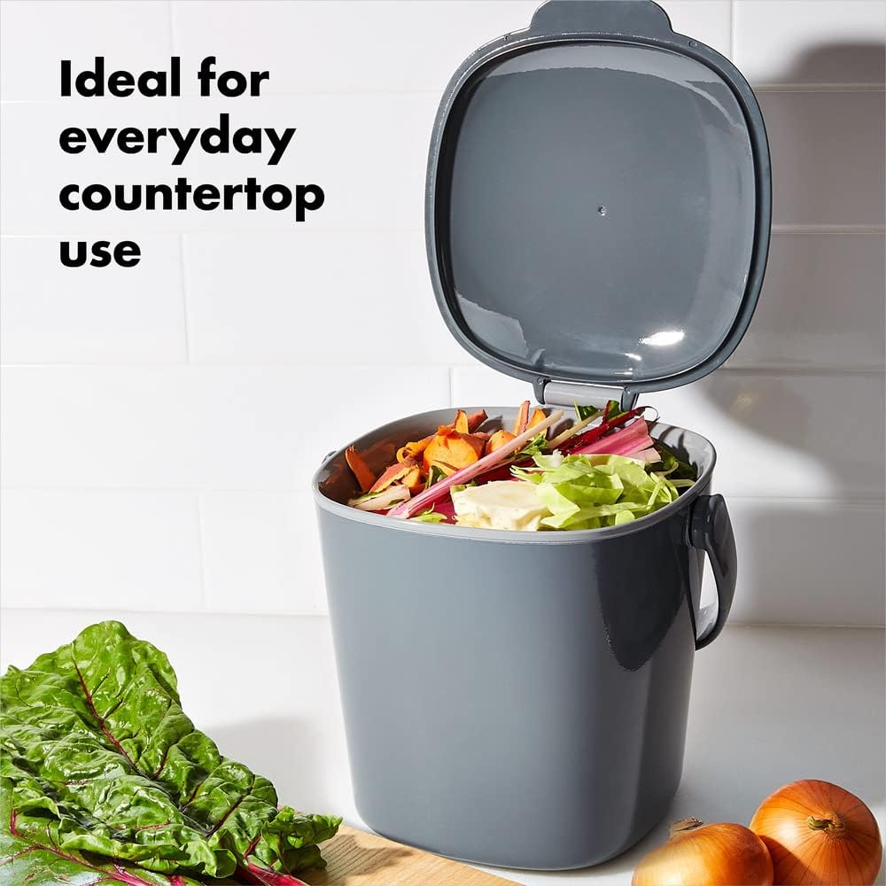 Eco-Friendly Charcoal Compost Bin – 2.83L/0.75 Gallon Kitchen Countertop Composter – Odor-Free & Easy Clean Design for Organic Waste Recycling – Perfect for Small Spaces, Apartments, and Sustainable Living
