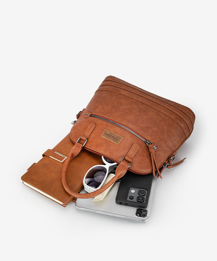 Wrangler Dome Satchel Crossbody Bag for Women & Men - Durable Leather Shoulder Bag - Perfect for Travel, Work & Everyday Use
