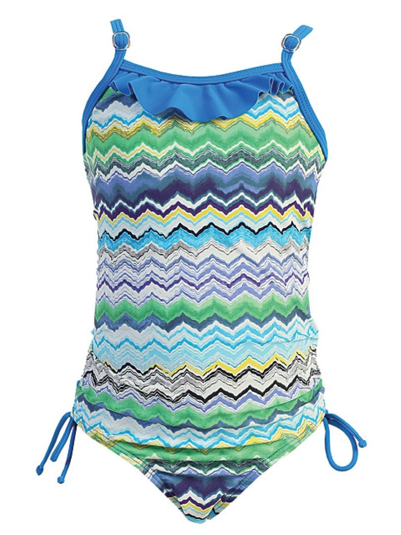 Celina 1 Piece Girls' Wave Blue Swimsuit - Stylish One-Piece Bathing Suit for Kids, Perfect for Beach, Pool & Summer Water Activities