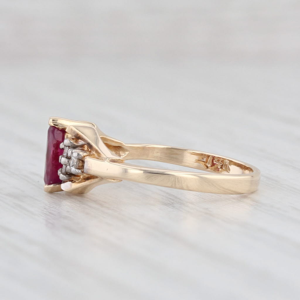 0.37ctw Marquise Ruby and Diamond Engagement Ring in 14k Yellow Gold, Size 3.25 - Perfect for Wedding, Anniversary, and Special Occasion Gifts