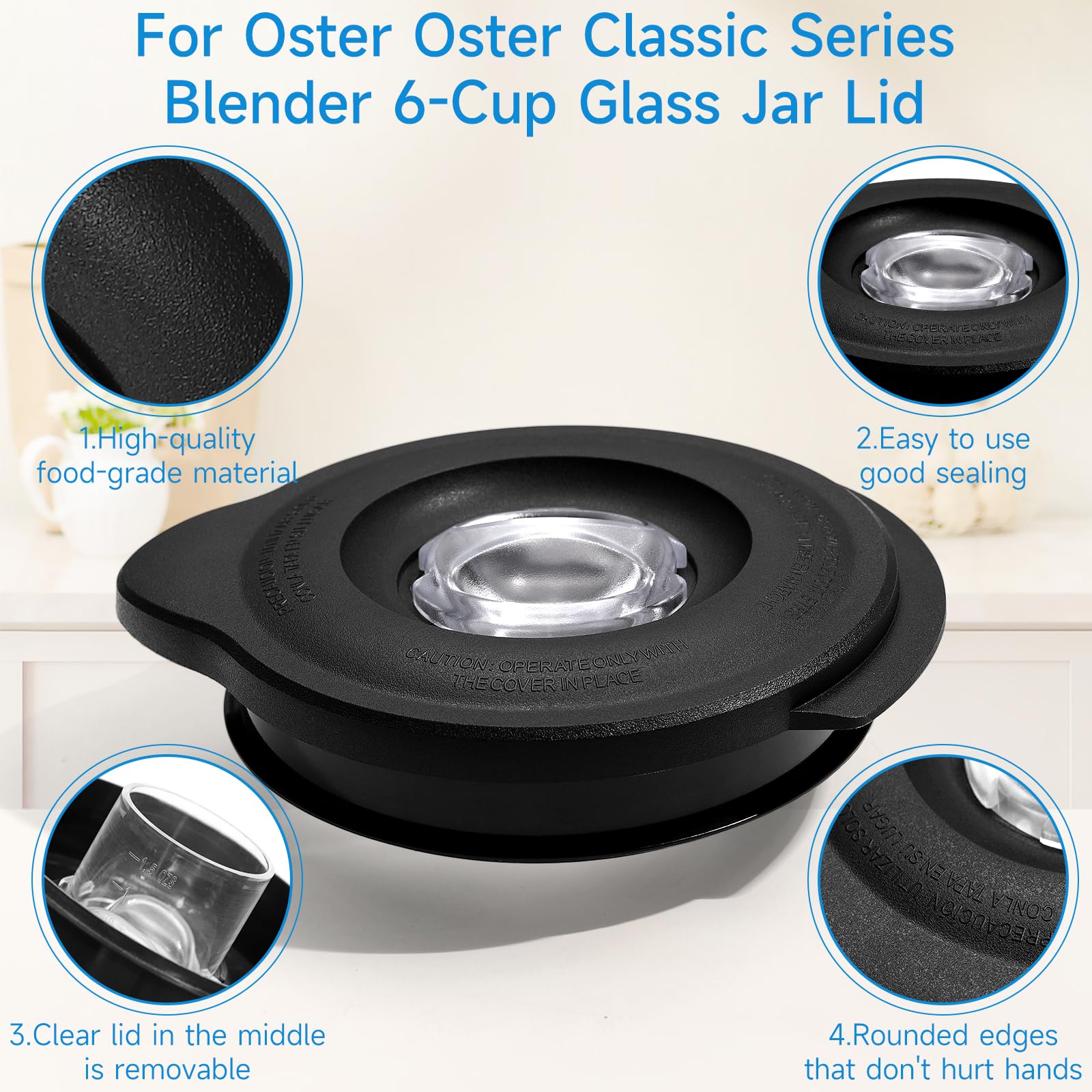 6-Cup Blender Lid Cover Replacement for Os-ter Blender Jar 124461-000-000 & 178891-000-000 - Compatible with Os-ter Pro 1200 Blenders - Perfect for Smoothies, Shakes, and Food Prep