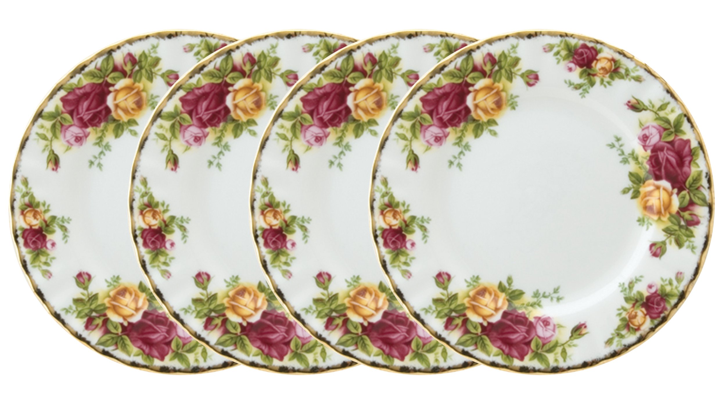 Royal Albert Old Country Roses Bread and Butter Plates Set of 4 - Elegant Floral Tea Party Tableware for Afternoon Tea, Bridal Shower & Vintage Home Decor