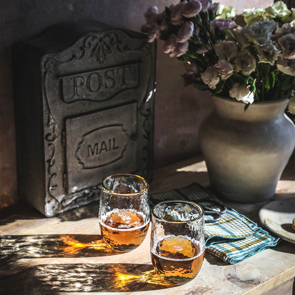 Premium Dimpled Glass Set - 4-Piece Shatter-Resistant Beer Mugs for Home Bar, Parties & Outdoor Gatherings - Perfect for Iced Drinks, Cocktails & Craft Beer